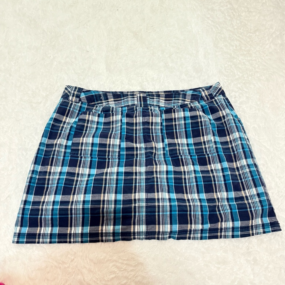 Plaid Blue Multi-Stripe Women’s Skirt- under shorts - Picture 2 of 4